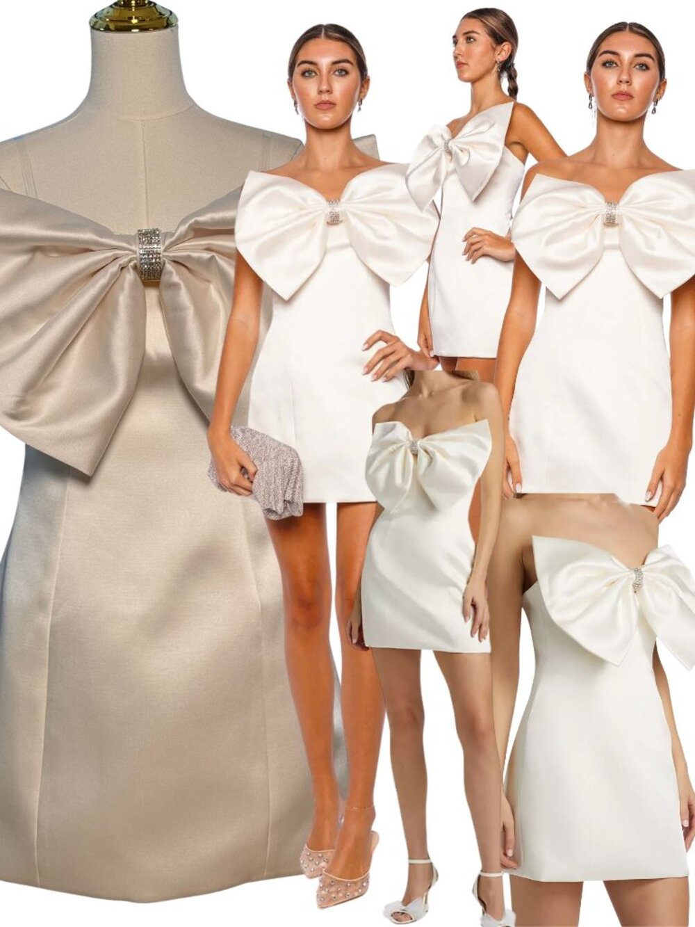 🆕 BRONX & BANCO 🧿 NWOT Evie White Strapless Bow Mini Dress, Sz L US 8